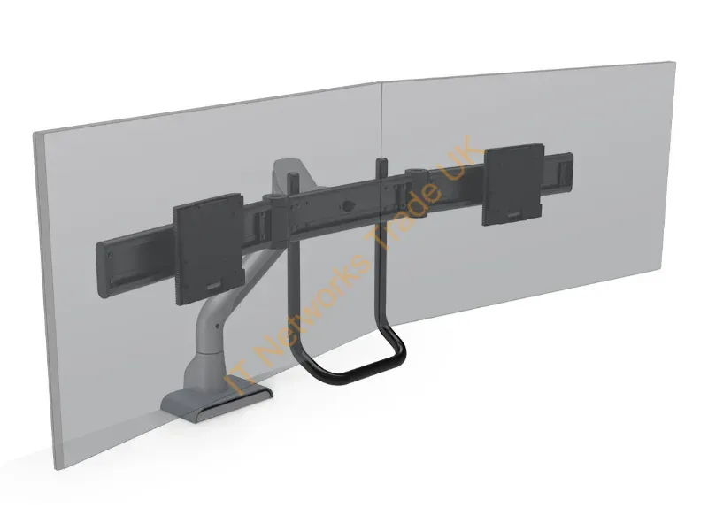 E5G-D2C-BLK - Hat Design Works , E5 Dual  Dynamic Crossbar, Supports 0-20 Lbs Per Monitor, Up To 27'', Top Down Mount Or Grommet