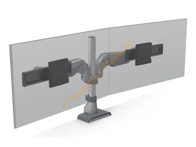 E5G-P02D-SLV - Hat Design Works E5 Dual Dynamic Pole 32" Desk Silver