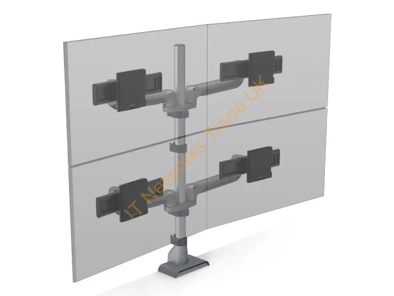 E5G-P22S-BLK - Hat Design Works E5 Two Over Two Static Pole 27" Desk Black