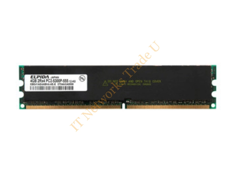 EBE41AE4ABHA-6E Elpida 4GB DDR2-667MHz PC2-5300 ECC Registered CL5 240-Pin DIMM Dual Rank Memory Module Server Memory
