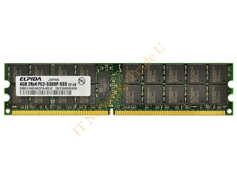 EBE41AF4A1QA-6E-E Elpida 4GB DDR2-667MHz PC2-5300 ECC Registered CL5 240-Pin DIMM Very Low Profile (VLP) Dual Rank Memory Module Server Memory