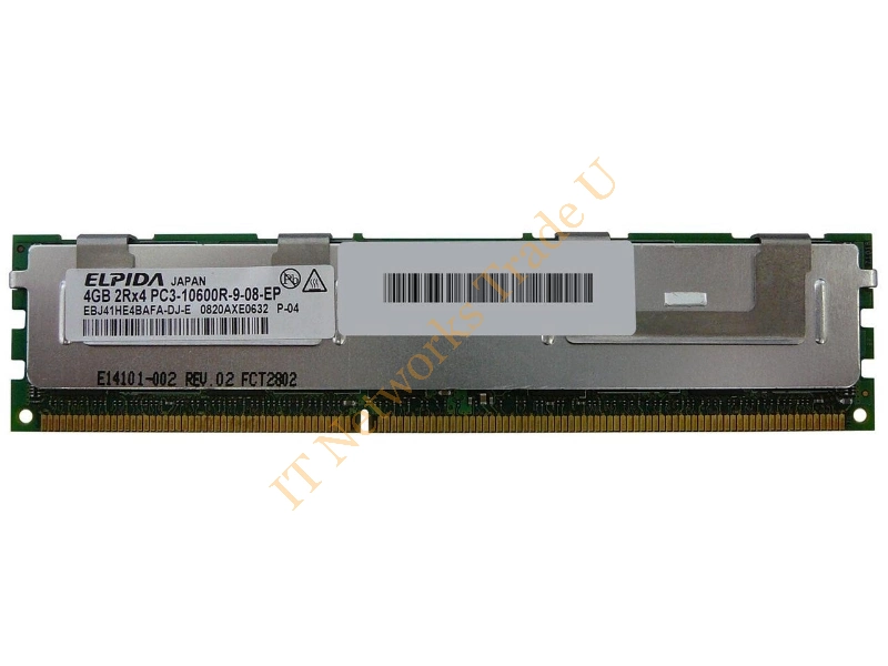 EBJ41HE4BAFA-DG-E Elpida 4GB DDR3-1333MHz PC3-10600 ECC Registered CL9 240-Pin DIMM Dual Rank Memory Module Server Memory