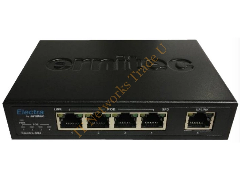 ELECTRA-S04 - Ernitec ELECTRA-S-04 Unmanaged Fast Ethernet (10/100) Power over Ethernet (PoE) Black Network Switch