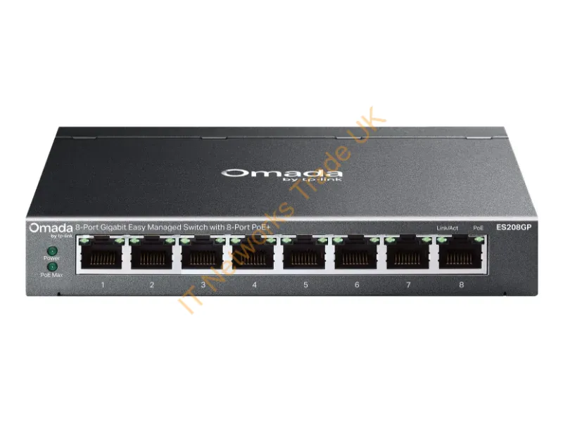 ES208GP - Tp-Link Omada Es208Gp Network Switch Managed L2 Gigabit Ethernet (10/100/1000) Power Over Ethernet (Poe) Din Rail Black
