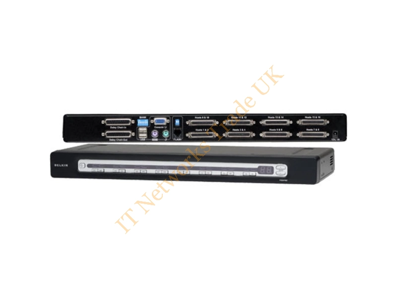 F1DA116Z Belkin Omniview 16-Port Pro3 USB and PS/2 KVM Switch Stackable with Full Kit and AC Adapter