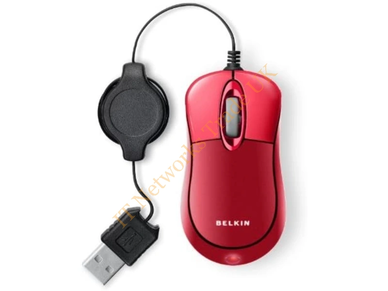 F5L016NEUSB-RED Belkin Retractable USB Optical Mouse (Red)