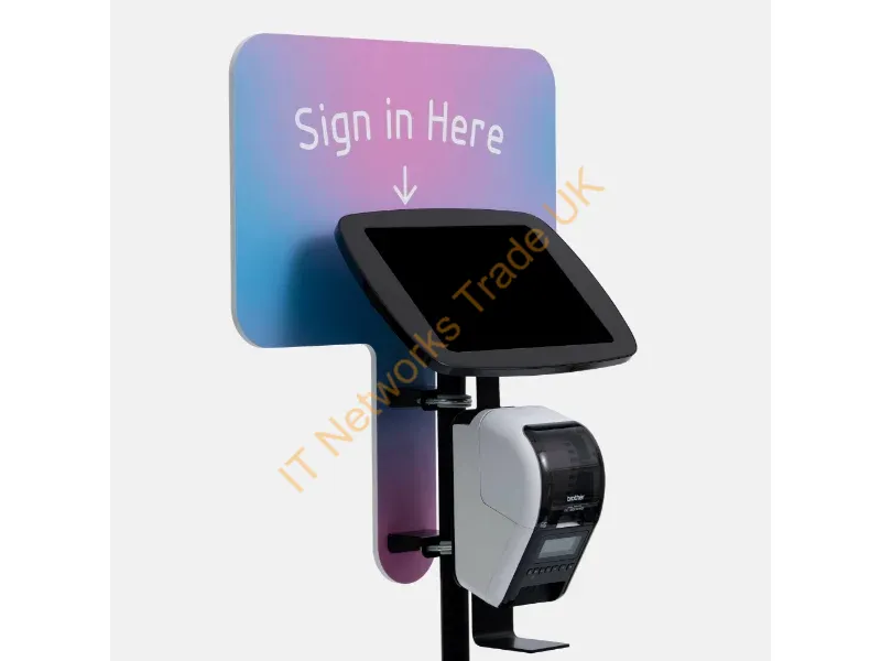 FBR-BRD-B1-ARL1-MG - Bouncepad Floorstanding with Brother Printer Mount and Branding Board (inc USB Cable) | Covered Front Camera and Home Button | Black | Apple iPad Air 1st Gen 13-inch (2024)