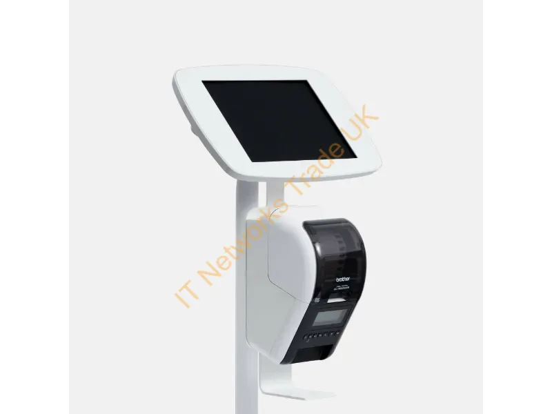FBR-W1-PM5-MX - Bouncepad Floorstanding with Brother Printer Mount (inc USB Cable) | Covered Front Camera and Home Button | White | Apple iPad Pro 5th Gen 11-inch (2024)