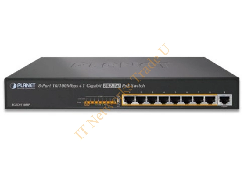 FGSD-910HP - Planet FGSD-910HP Unmanaged network switch Fast Ethernet (10/100) Power over Ethernet (PoE) 1U Black network switch