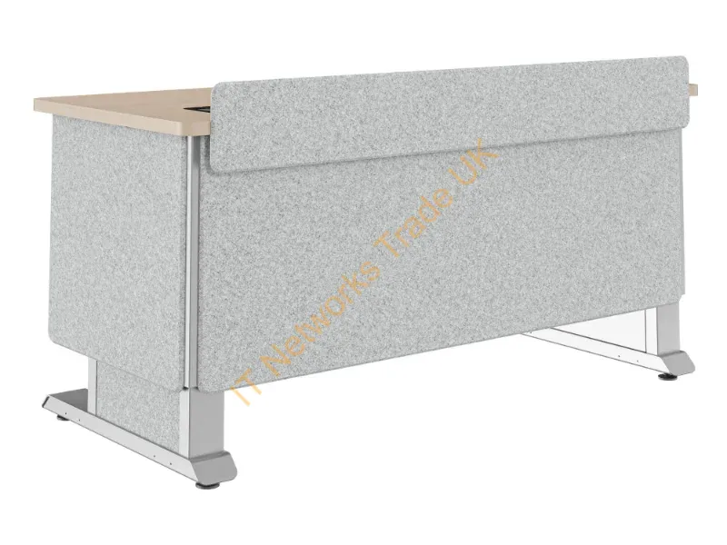 FML-60AE1MS-EU - Middle Atlantic Products Forum� Lectern, 60" Wide, Electrically Height Adjustable, Wilsonart� Kensington Maple, Magnesium Powdercoat, Silver Gray Felt with Schuko Power