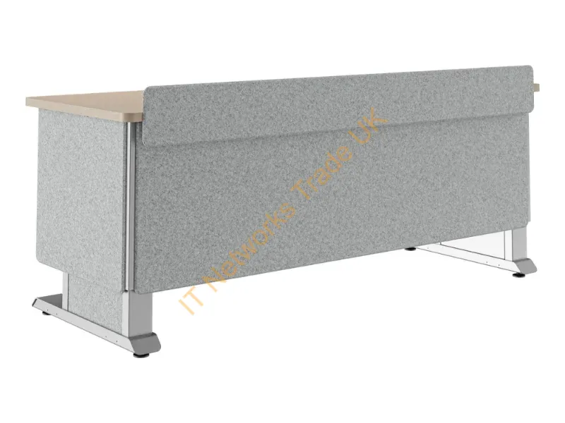 FML-72AE1MS-UK - Middle Atlantic Products Forum� Lectern, 72" Wide, Electrically Height Adjustable, Wilsonart� Kensington Maple, Magnesium Powdercoat, Silver Gray Felt with Power for UK