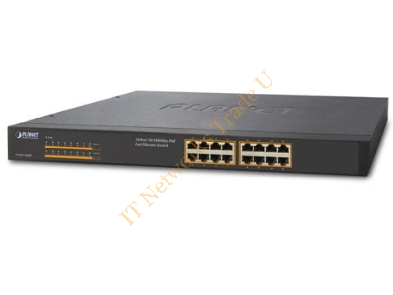 FNSW-1600P - Planet FNSW-1600P Unmanaged network switch Fast Ethernet (10/100) Power over Ethernet (PoE) 1U Black network switch