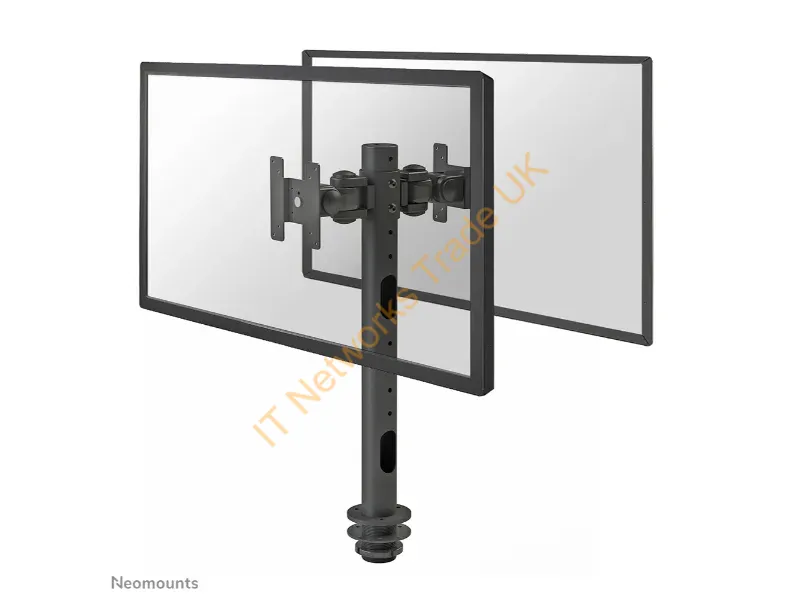 FPMA-D050DBLACK - Newstar Tilt/Turn/Rotate Dual Desk Mount (grommet) for two 10-27" Monitor Screens BACK TO BACK, Height Adjustable Black Monitor Accessory