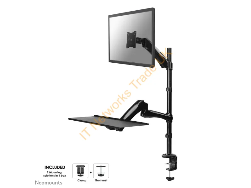 FPMA-D500KEYB - Newstar Desk Mount (clamp & grommet) for a Monitor (10-27" screen) AND Keyboard & Mouse (Height Adjustable) Black Monitor Accessory