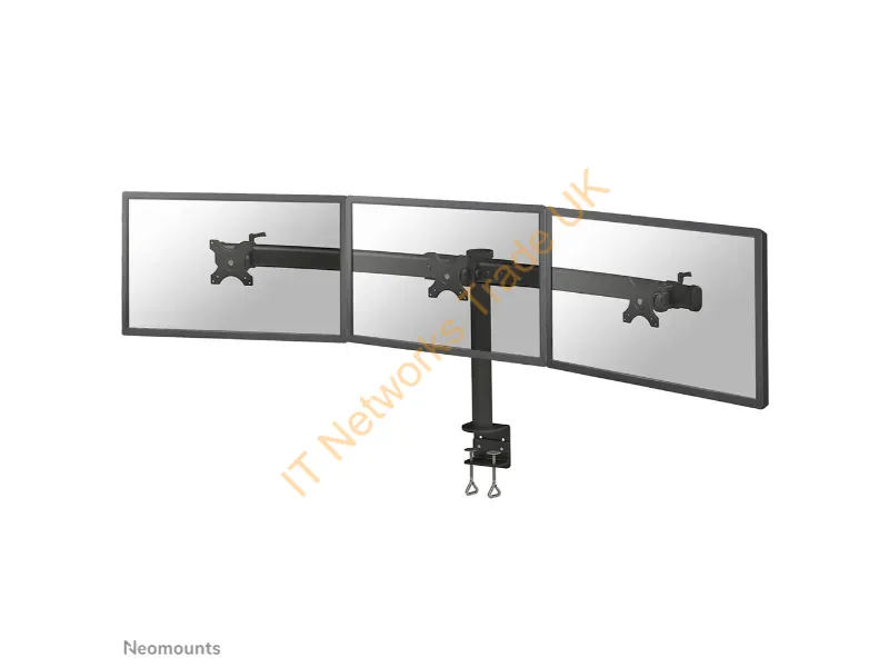 FPMA-D700D3 - Newstar Tilt/Turn/Rotate Triple Desk Mount (clamp) for three 10-27" Monitor Screens, Height Adjustable Black Monitor Accessory