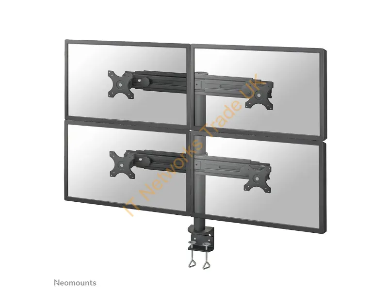 FPMA-D700D4 - Newstar Tilt/Turn/Rotate Quad Desk Mount (clamp) for four 19-30" Monitor Screens, Height Adjustable Black Monitor Accessory
