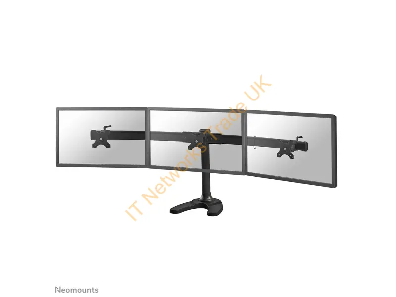 FPMA-D700DD3 - Newstar Tilt/Turn/Rotate Triple Desk Stand for three 10-27" Monitor Screens, Height Adjustable Black Monitor Accessory