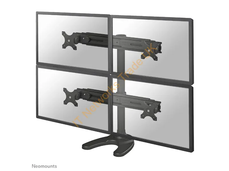 FPMA-D700DD4 - Newstar Tilt/Turn/Rotate Quad Desk Stand for four 19-30" Monitor Screens, Height Adjustable Black Monitor Accessory