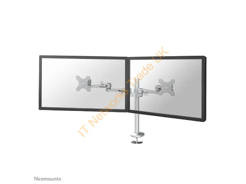 FPMA-D935DG - Newstar Full Motion Dual Desk Mount (grommet) for two 10-27" Monitor Screens, Height Adjustable Silver Monitor Accessory