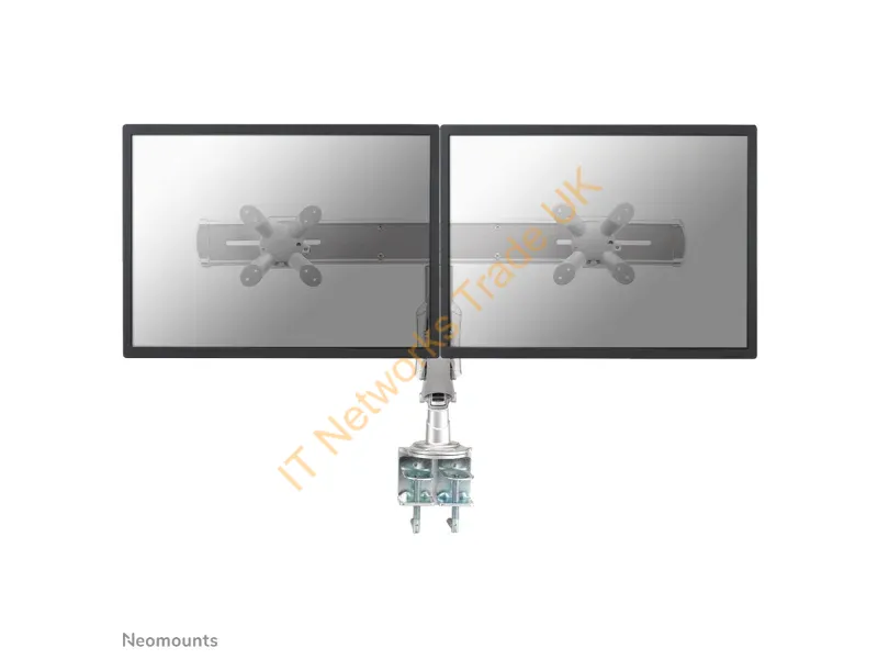 FPMA-D940D - Newstar Full Motion Dual Desk Mount (clamp) for two 10-24" Monitor Screens, Height Adjustable (gas spring) Silver Monitor Accessory