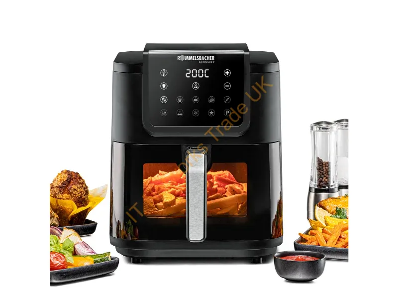FRH1700 - Rommelsbacher FRH 1700 fryer Single 8 L Stand-alone 1700 W Hot air fryer Black, Stainless steel