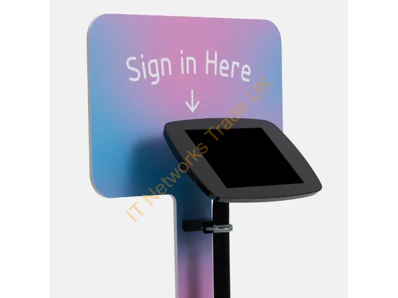 FS-BRD-B4-PM5-MX - Bouncepad Floorstanding with Branding Board and USB Cable | Exposed Front Camera and Home Button | Black | Apple iPad Pro 5th Gen 11-inch (2024)