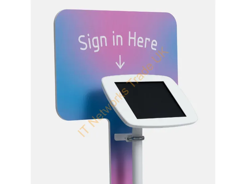 FS-BRD-W1-PM5-MX - Bouncepad Floorstanding with Branding Board and USB Cable | Covered Front Camera and Home Button | White | Apple iPad Pro 5th Gen 11-inch (2024)