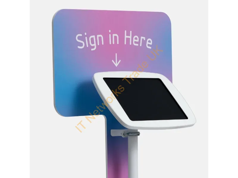 FS-BRD-W4-PL7-MG - Bouncepad Floorstanding with Branding Board and USB Cable | Exposed Front Camera and Home Button | White | Apple iPad Pro 7th Gen 13-inch (2024)