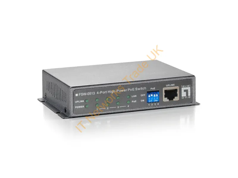 FSW-0513 - LevelOne 5-Port Fast Ethernet PoE Switch, 4 PoE Outputs, 120W, power adapter included