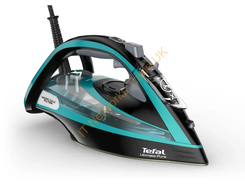 FV9844E0 - Tefal Ultimate Pure FV9844 Dry & Steam iron Durilium Autoclean soleplate 3200 W Black, Blue