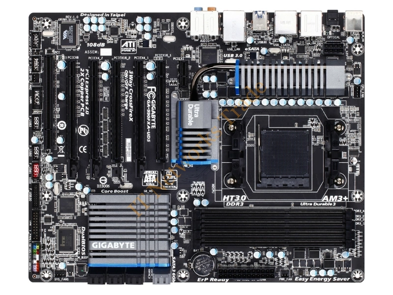GA-990FXA-UD5-R5 Gigabyte AMD 990FX/SB950 DDR3 4-Slot System Board Socket AM3+ Desktop Motherboard