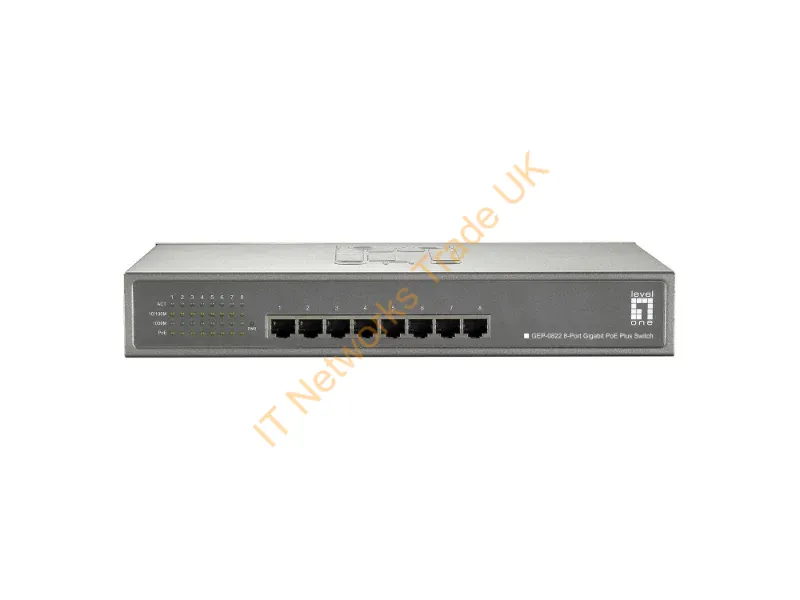 GEP-0822 - LevelOne 8-Port Gigabit PoE Switch, 802.3at/af PoE, 240W