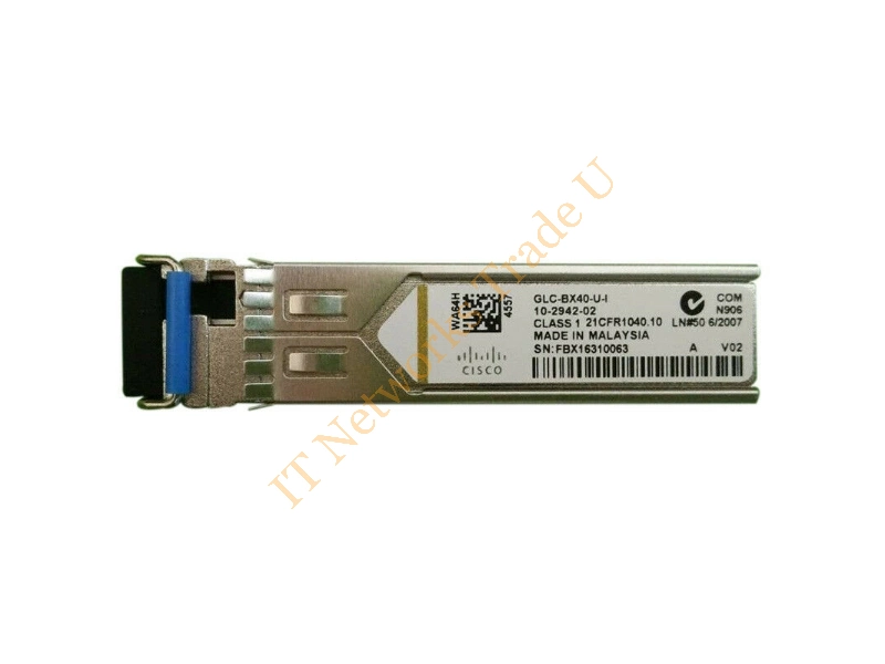 GLC-BX40-U-I Cisco Single-mode 1Gbps 1000Base-BX-U Fiber 40km 1310nmTX/1550nmRX LC Connector SFP Transceiver Module