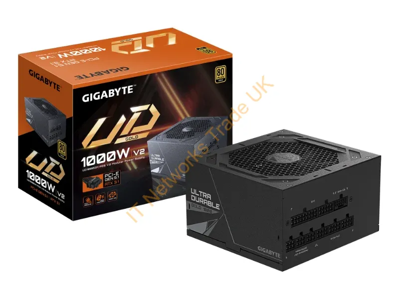 GP-UD1000GMPG5V2 - GIGABYTE UD1000GM PG5 V2 Power Supply Unit- PCIe Gen 5.1, 80 PLUS Gold, Fully Modular Design, 120mm Fan, ATX 3.1 compatible, EU Plug