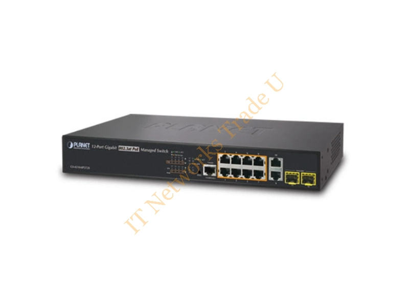 GS-4210-8P2T2S - Planet GS-4210-8P2T2S Managed network switch Gigabit Ethernet (10/100/1000) Power over Ethernet (PoE) 1U Black network switch