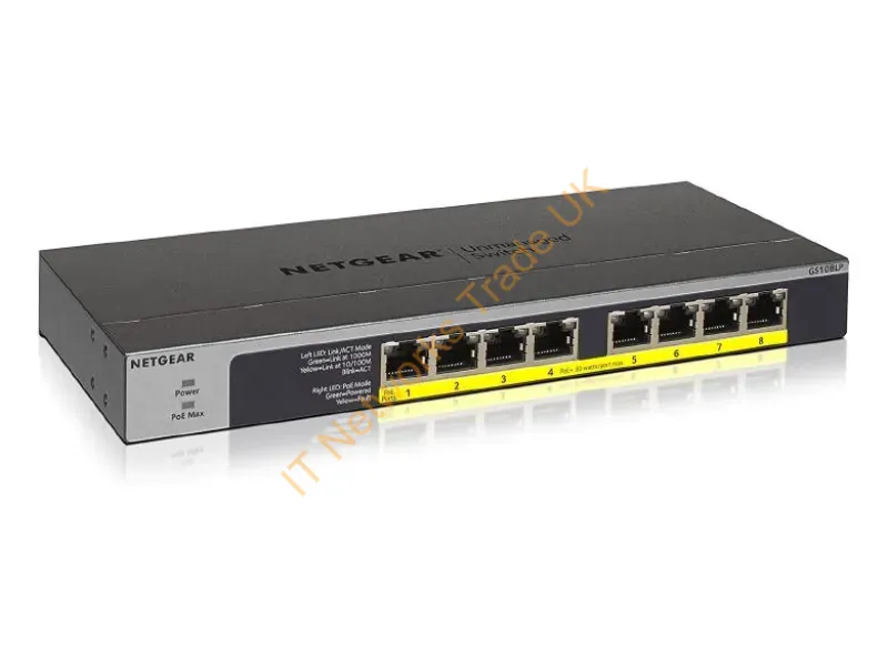 GS108LP-100NAS - Netgear 8-Port Gigabit Ethernet Poe+ Unmanaged Switch With 60W Poe Budget (Gs108 Gigabit Ethernet (10/100/1000) Power Over Ethernet (Poe) 1U Black, Gray