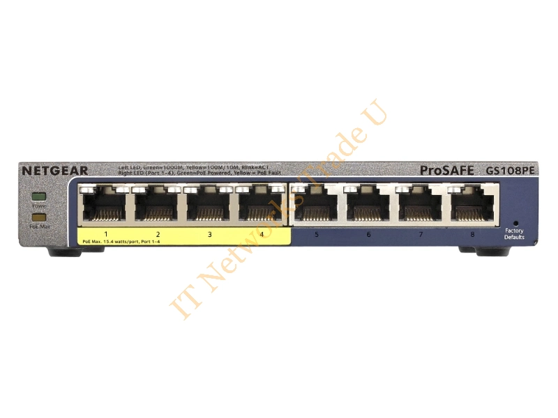 GS108PE-300EUS - Netgear GS108PE Gigabit Ethernet (10/100/1000) Power over Ethernet (PoE) Black Network Switch