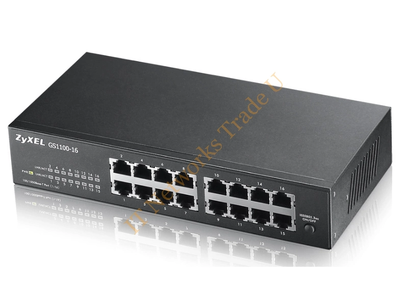 GS1100-16-EU0101F - ZyXEL GS1100-16 Unmanaged network switch Gigabit Ethernet (10/100/1000) Black
