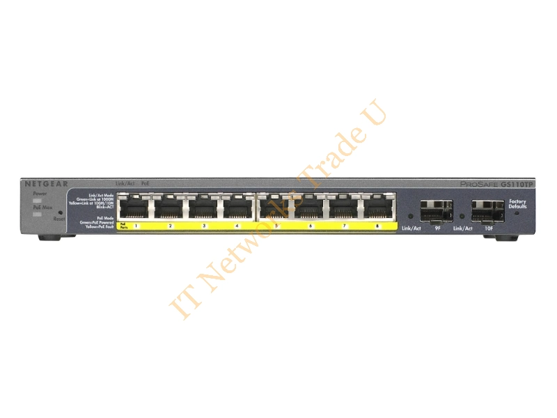 GS110TP-200EUS - Netgear GS110TP Managed network switch Gigabit Ethernet (10/100/1000) Power over Ethernet (PoE) Black