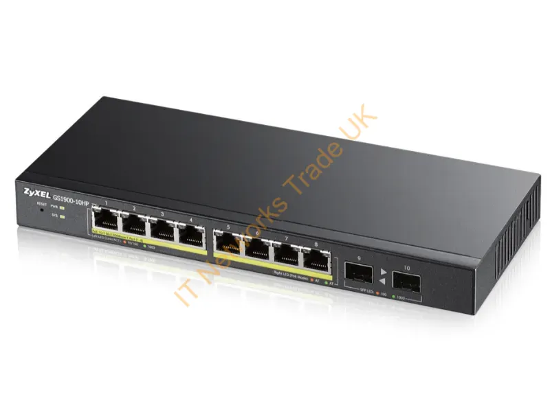 GS1900-10HP - Zyxel Gs1900-10Hp Network Switch Managed L2 Gigabit Ethernet (10/100/1000) Power Over Ethernet (Poe) Black