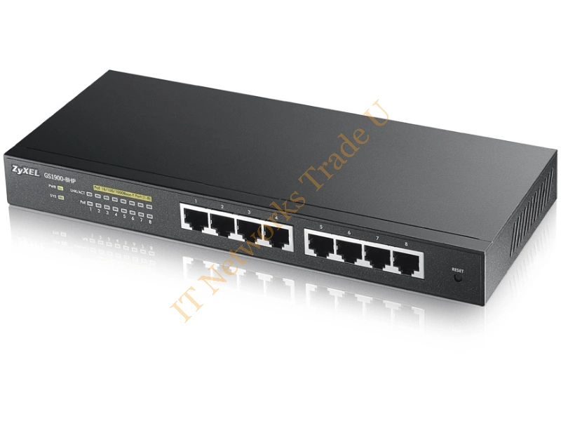 GS1900-8HP-GB0102F - ZyXEL GS1900-8HP Managed L2 Gigabit Ethernet (10/100/1000) Power over Ethernet (PoE) Black Network Switch