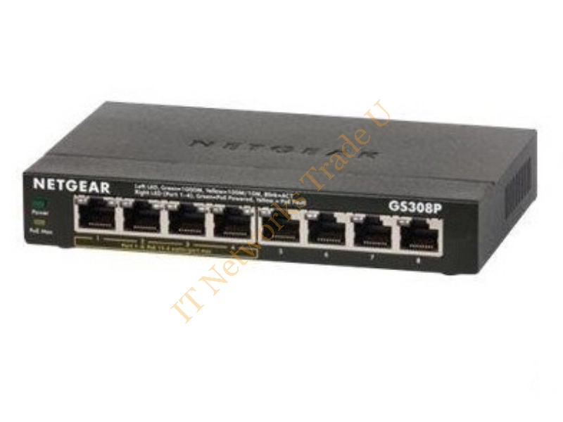 GS308P-100UKS - Netgear GS308P Unmanaged network switch Gigabit Ethernet (10/100/1000) Power over Ethernet (PoE) Black