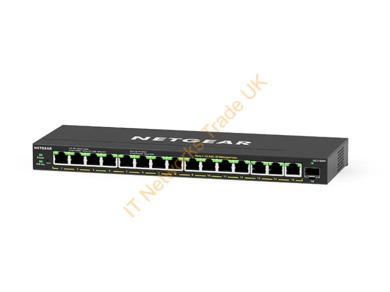GS316EP-100NAS - Netgear Gs316Ep Managed Gigabit Ethernet (10/100/1000) Power Over Ethernet (Poe) Black
