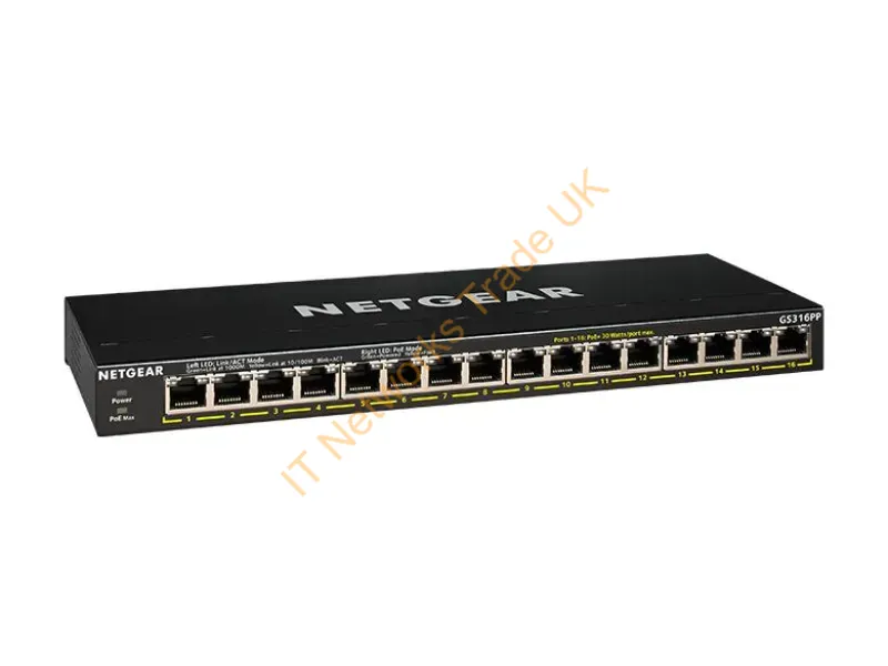 GS316PP-100NAS - Netgear Gs316Pp Unmanaged Gigabit Ethernet (10/100/1000) Power Over Ethernet (Poe) Black