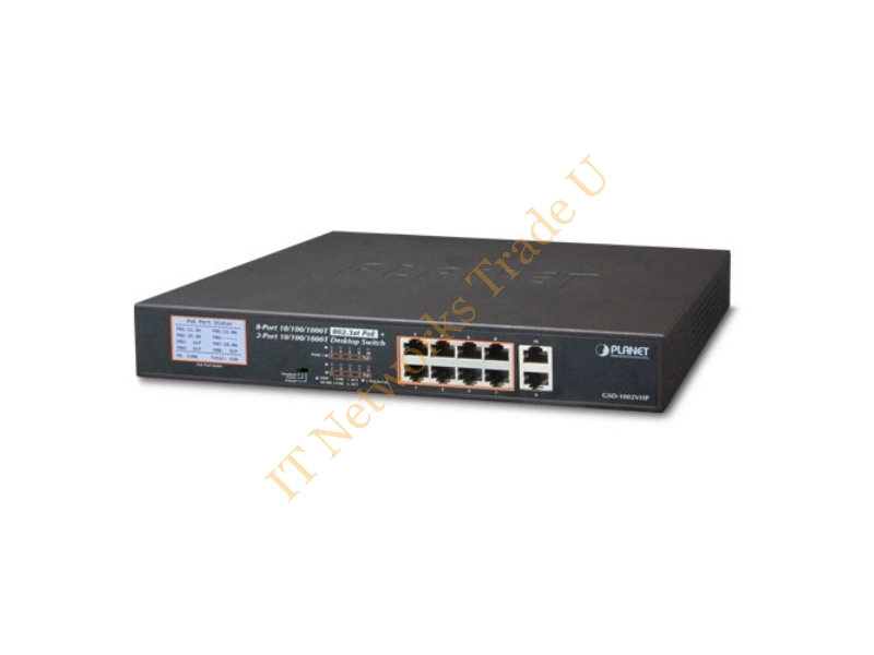 GSD-1002VHP - Planet GSD-1002VHP Unmanaged network switch Gigabit Ethernet (10/100/1000) Power over Ethernet (PoE) 1U Black network switch