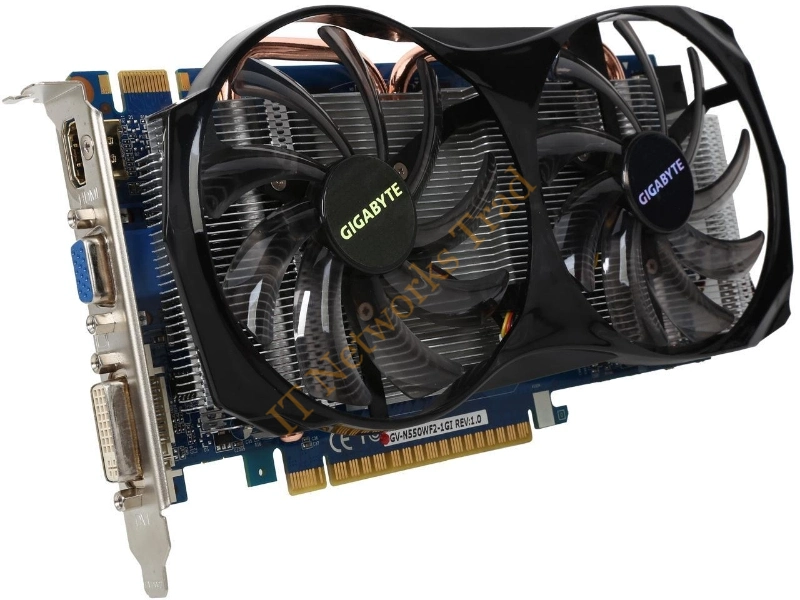 GV-N550WF2-1GI Gigabyte nVidia GeForce GTX 550 Ti 1GB GDDR5 192-Bit HDMI / Dual-link DVI-I/ D-Sub PCI Express 2.0 Video Graphics Card