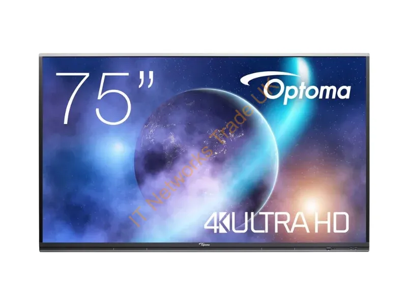 H1F0C0KBW101 - Optoma 5752RK+ Interactive flat panel 190.5 cm (75") LED 400 cd/m� 4K Ultra HD Black Touchscreen Built-in processor Android 11