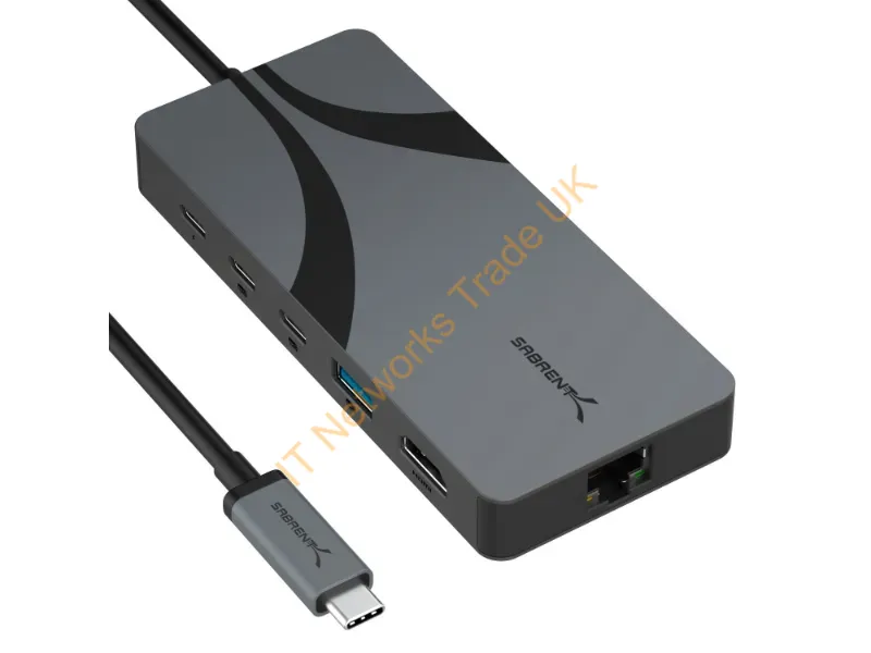 HB-U4HP - Sabrent Hb-U4Hp Laptop Dock/Port Replicator Wired Usb 3.2 Gen 1 (3.1 Gen 1) Type-C Gray