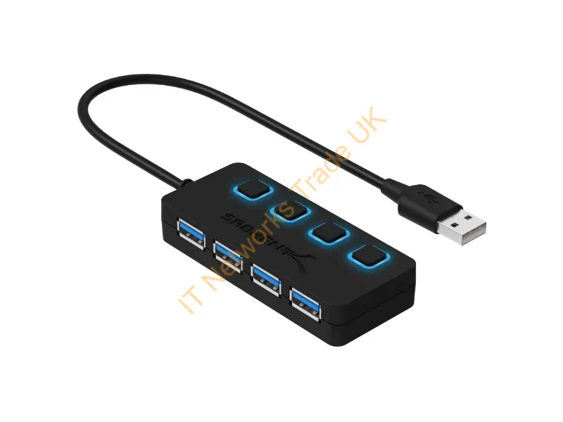 HB-UM43-PK100 - Sabrent Hb-Um43-Pk100 Interface Hub Usb 3.2 Gen 1 (3.1 Gen 1) Type-A 5000 Mbit/S Black