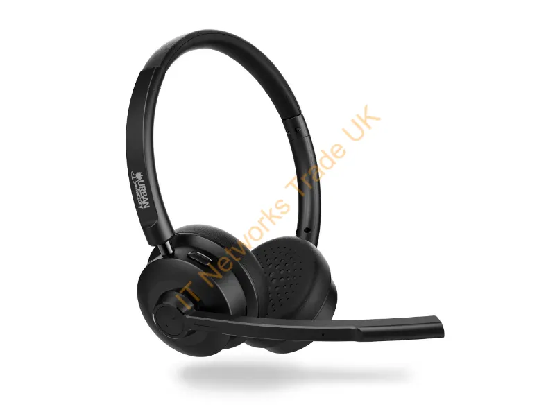 HBV50UF-V2 - Urban Factory Movee: Over-The-Ear Bluetooth 5.0 Conference Headset Wireless Head-Band Calls/Music/Sport/Everyday Usb Type-C Black